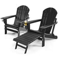 thumbnail image 5 of Gymax 2PCS Folding Adirondack Chair HDPE Patio Lounge Chair w/ Retractable Ottoman Black, 5 of 6