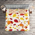 thumbnail image 2 of Ambesonne Colorful Quilted Coverlet 3 Pcs, Seasonal Fall Leaves, Queen Size, Red Orange Yellow, 2 of 2