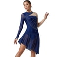 thumbnail image 6 of Aislor Women's Lyrical Dance Long Sleeve Asymmetrical Ballet Skirt Leotard Figure Skating Dress Navy Blue XXL, 6 of 7