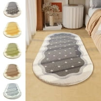 RFUGUG Soft Shaggy Bedroom Rug - Oval Runner with Non-Slip Backing, High-Pile Polyester for Ultimate Comfort, Easy-Clean & Minimalist Design, Ideal for Bedside, Living Room, Kids' Room, 16x48in