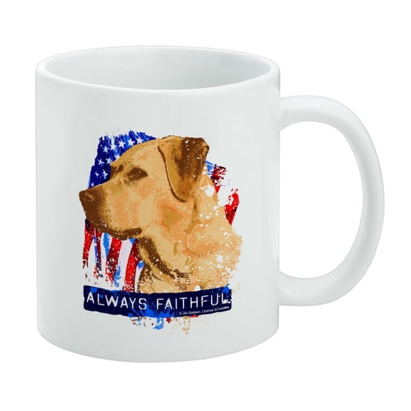 Always Faithful Yellow Lab Labrador Hunting Dog White Mug