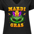 thumbnail image 4 of Inktastic Mardi Gras with Green Masquerade Mask Women's Plus Size V-Neck T-Shirt, 4 of 5