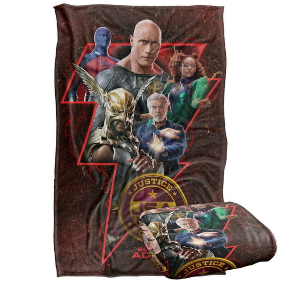 Black Adam Blanket, 36"x58" Black Adam Character Bolt Silky Touch Super Soft Throw Blanket