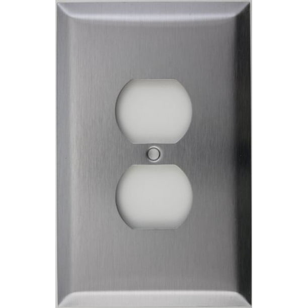 Oversized Jumbo Satin Stainless Steel 1 Single Gang Duplex Outlet Wall