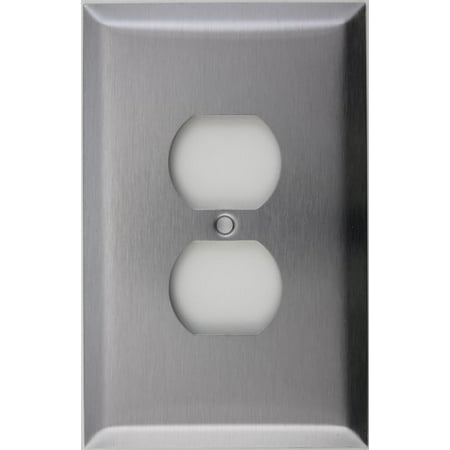 - Oversized Jumbo Satin Stainless Steel 1 Single Gang Duplex Outlet Wall Plate