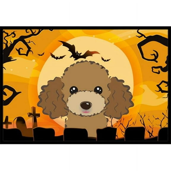 Halloween Chocolate Brown Poodle Indoor & Outdoor Mat- 24 x 36 in.