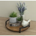 thumbnail image 6 of Kate and Laurel Ficher Round Wood Tray, 15" Diameter, Rustic Brown, Shabby-Chic Farmhouse Centerpieces for Table or Ottoman, 6 of 6