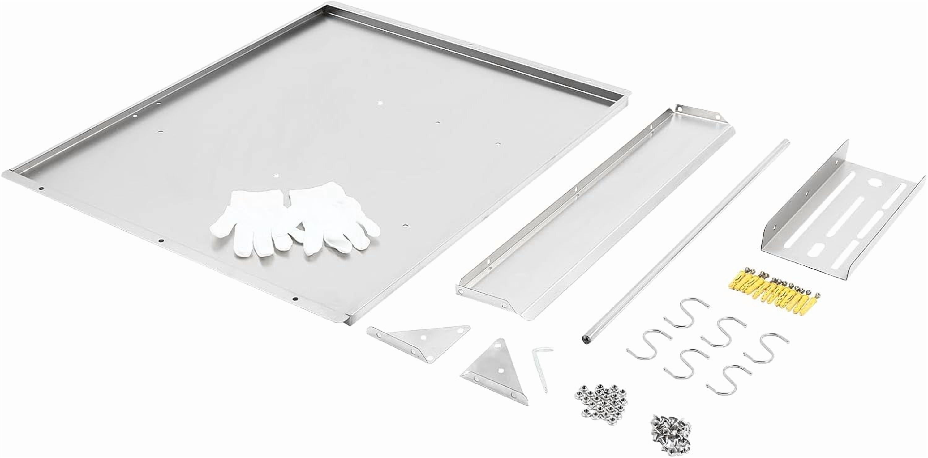 Range Backsplash Stainless Steel Backsplash w/Shelf&6 Hooks 24"x30" Range Hood Backsplash for Home Commercial Kitchen Silver