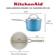 thumbnail image 2 of Sartén KitchenAid de cerámica anodizada dura, antiadherente, 3 litros, azul, 2 of 9