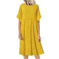 thumbnail image 2 of Summer Dresses for Women 2025 Ndbuld Women Casual Fashion Loose Printed Sleeveeless Pocket Round Neck Dress Yellow XXXXL, 2 of 6