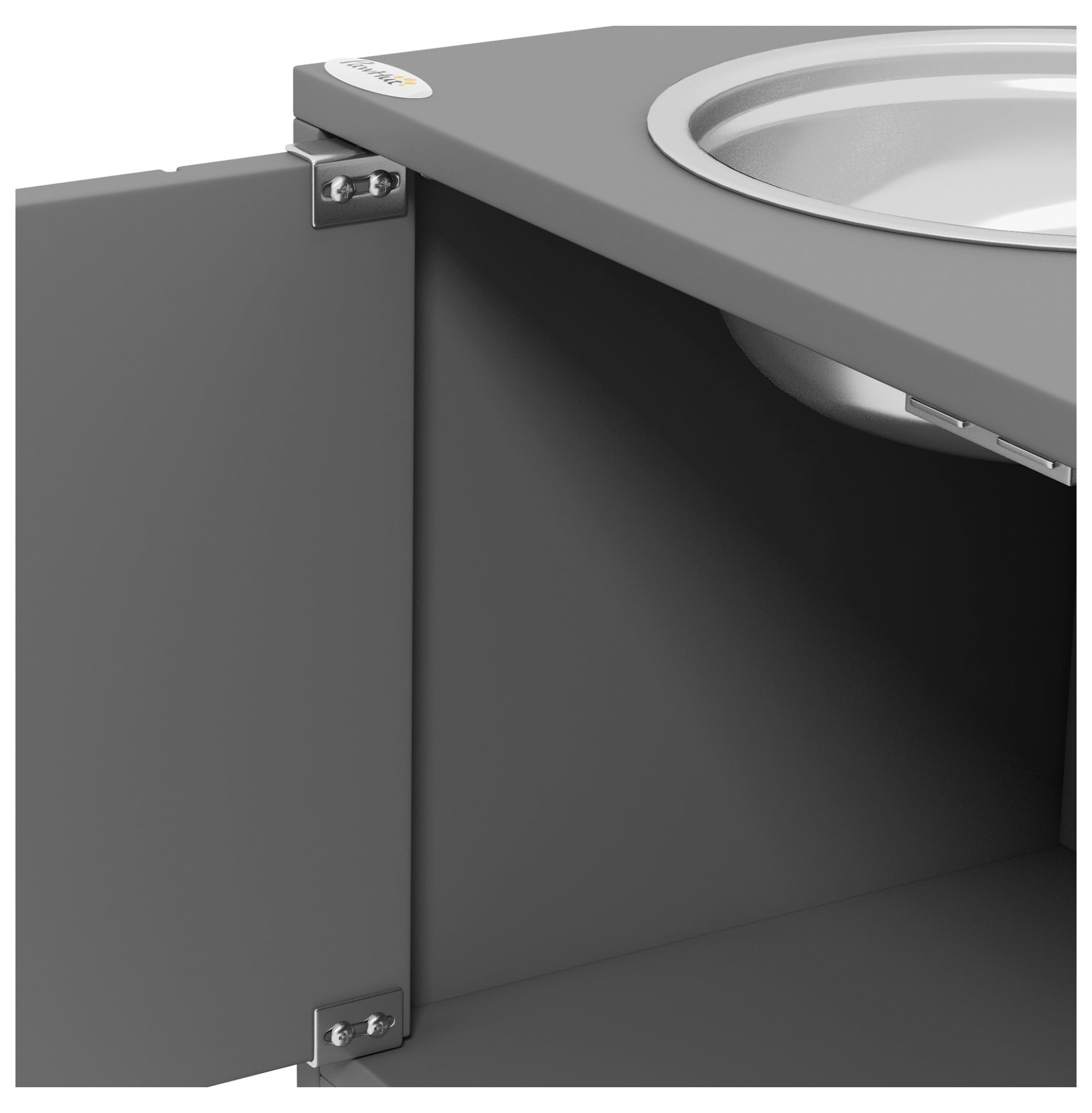 Dog Bowls with Storage Cabinet - 44L Capacity - Elevated Feeder for Large Dogs - Gray