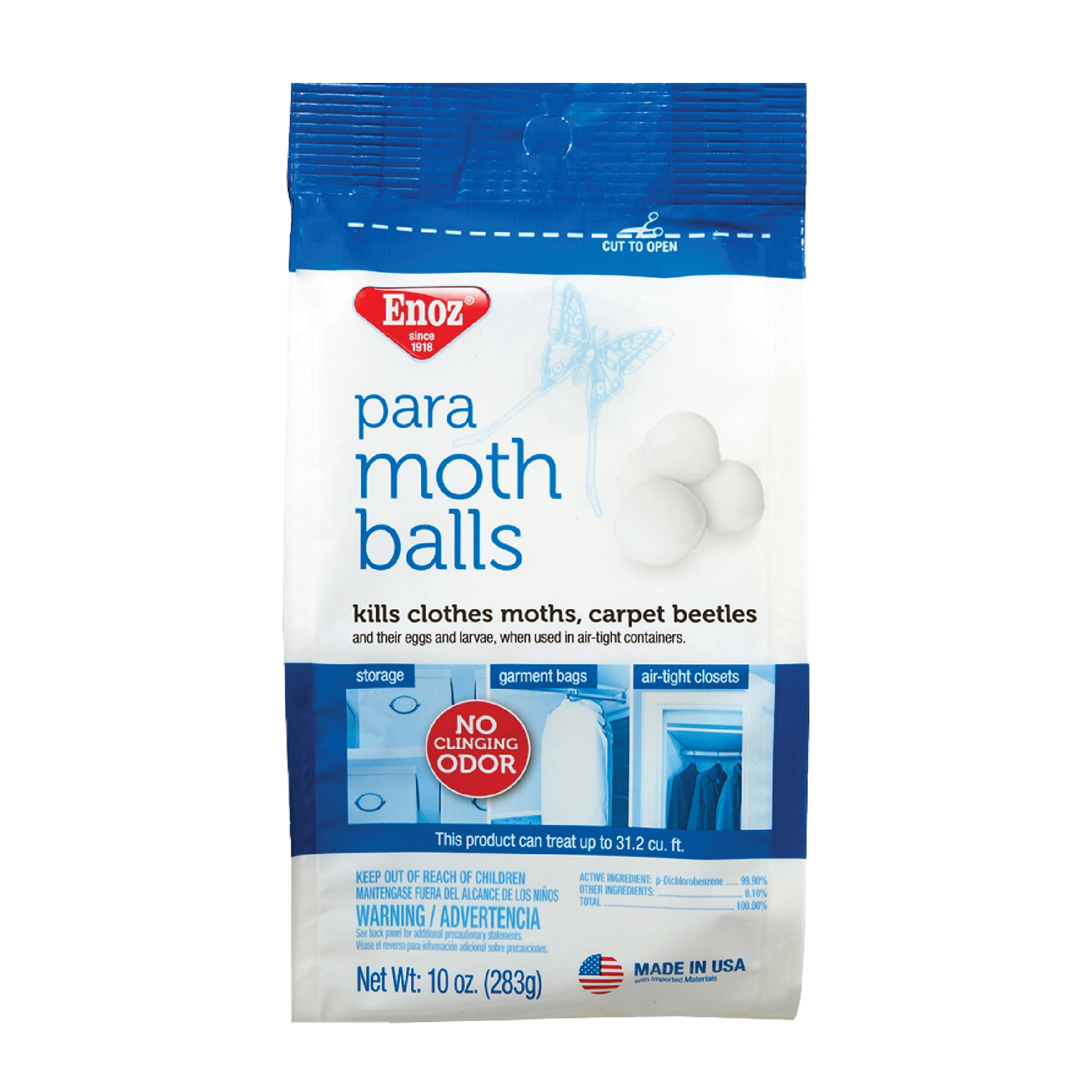 (3 Pack) Enoz Para Moth Balls, Moth Killer for Clothes Moths & Carpet Beetles, Resealable, 20 oz, Size: 60 oz