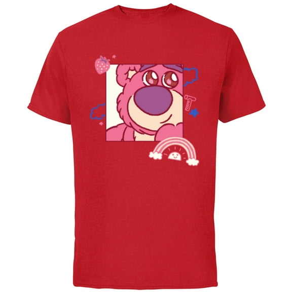 Disney and Pixar’s Toy Story Lotso Bear Fluffy Rainbows Cute - Short Sleeve Cotton T-Shirt for Adults - Customized-Red