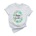 thumbnail image 2 of UPPADA Easter Femmes Oeufs Imprimé T-Shirts Heureux Easter Graphique Bunny Lapin Mignon T-Shirts Manches Courtes Décontracté Col Rond T-Shirts Été Basique Coupe Régulière Chemises Blanc,m, 2 of 5
