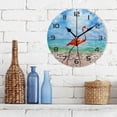 thumbnail image 3 of SKYSONIC Flamingo is Walking Along The Seashore Wall Clock 10 Inch Silent Non Ticking Round Clock Oil Painting Clock Easy to Read Clock for Living Room Bedroom Bathroom Home Decor, 3 of 7