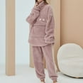 thumbnail image 4 of SWSMCLT Women's Cute Pajama Set Flannel Long Sleeve Pant2 Piece Pj Fleece Warm Fuzzy Winter Pink Small-Medium, 4 of 4