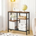 thumbnail image 2 of HOOBRO Narrow ConsoleTable, Sofa Table, 4-Tier Industrial Hallway Table with Metal Mesh Shelf, Entryway Table with Adjustable Feet, for Entryway, Living Room, Hallway, Rustic Brown and Black BF79XG01, 2 of 12