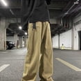 thumbnail image 5 of BADHUB Mens Chino Pants Straight Fit Drawstring Pant Lightweight Flat Front Loose Fit Trousers with Pockets Khaki M, 5 of 6