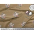 thumbnail image 2 of Soimoi Brown Poly Georgette Fabric Text & Owl Bird Print Sewing Fabric Yard 42 Inch Wide, 2 of 3