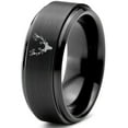 thumbnail image 1 of Tungsten Deer Antler Band Ring 8mm Men Women Comfort Fit Black Step Bevel Edge Brushed Polished, 1 of 4