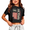 thumbnail image 4 of Angala Child Tees Patriotic Print Crew Neck Short Sleeve Summer Cropped Independence Day Design Casual Dailywear Toddler Girls T Shirts Size 5-6 Years Black, 4 of 4