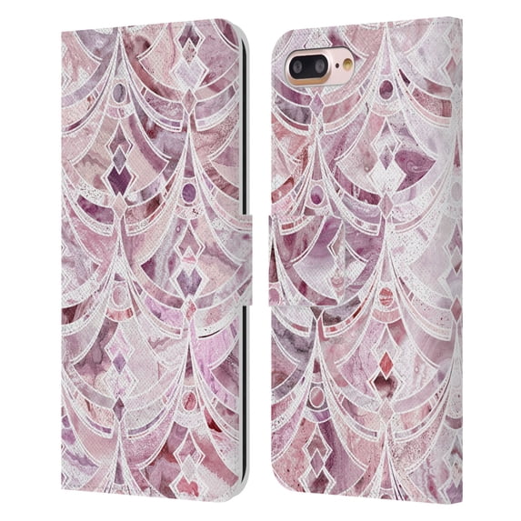 Micklyn Le Feuvre Marble Patterns Berry Frosting Art Deco Pattern Leather Book Wallet Case Cover Compatible with Apple iPhone 7 Plus / iPhone 8 Plus