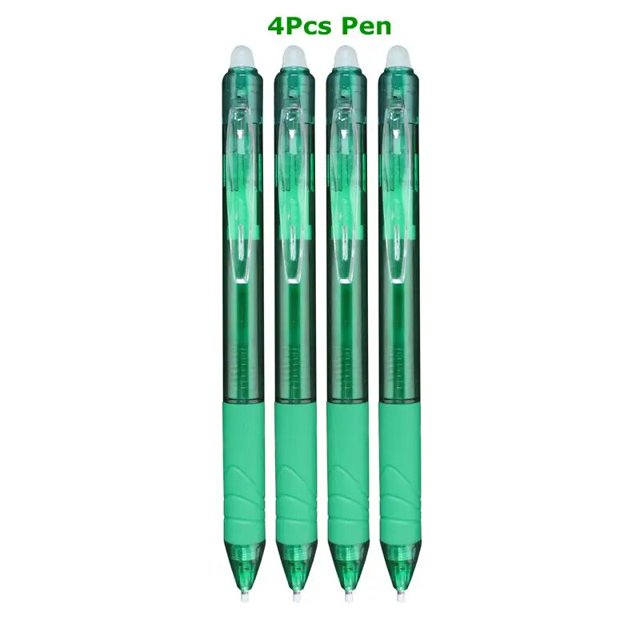0.7mm Magic Erasable Pen Press Gel Pen Set 8 Colors Erasable Refill Rod Gel Ink Stationery Retractable Pens Washable Handle Rod Green-4pen