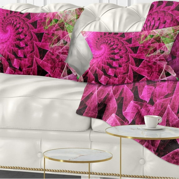 Designart Pink Spiral Kaleidoscope - Abstract Throw Pillow - 12x20