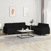 vidaXL 2 Piece Sofa Set with Cushions Black Fabric