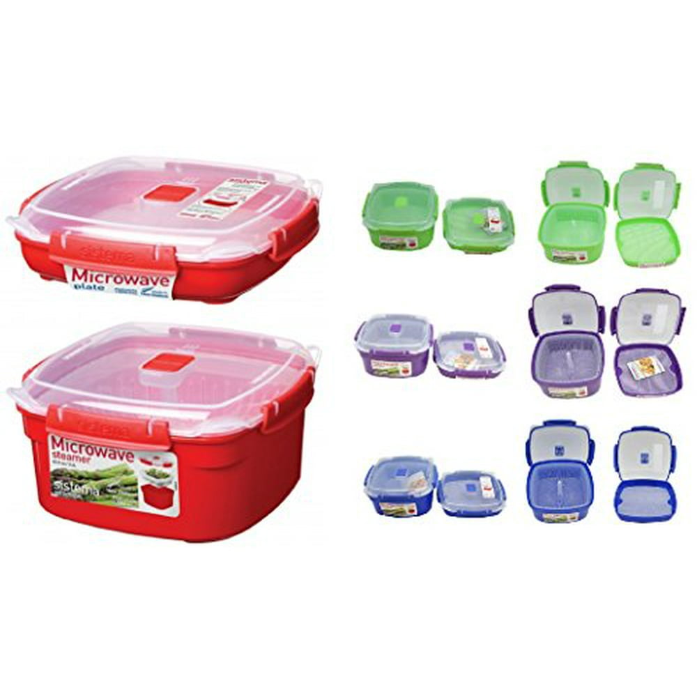 2 Sistema Klip It Microwave Steamer Food Storage Container Tray Vent