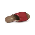 thumbnail image 4 of BLISSFUL STEP Women's Shoes Platform Chunky Heels Open Toe Rivet Faux Suede Slides Sandals Red 10, 4 of 7