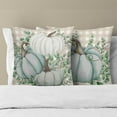 thumbnail image 2 of Fall Pillow Covers 20x20 Inch Set of 2 Autumn Thanksgiving Blue Pumpkin Eucalyptus Leaf Buffalo Plaid Throw Pillow Covers Fall Rustic Farmhouse Pillowcases for Couch Home Decor, 2 of 6