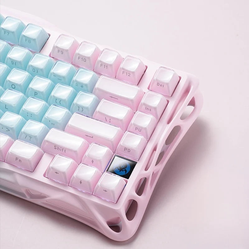 GravaStar Mercury K1 Lite 75% Gaming Keyboard, 2.4GHz/BT/Wired Tri-Mode Wireless Keyboard, Gasket Hot Swappable Mechanical Keyboard, Pre-lubed Linear Switches, Jelly Keycaps, RGB Backlit-Aurora Mist