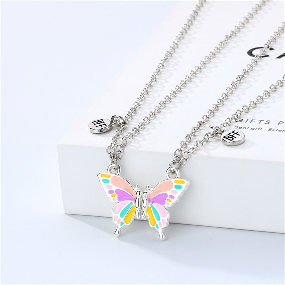 CUTEGIFT Cute Butterfly Moon Necklace Good Luck Heart Pendant Friendship  Chain Necklace for Women and Girls (Gold Butterfly A)