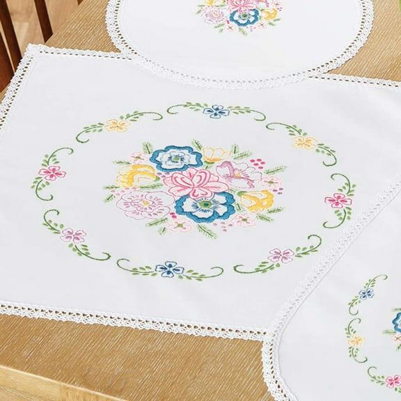 Herrschners® Heirloom Posies Table Topper Stamped Embroidery Kit