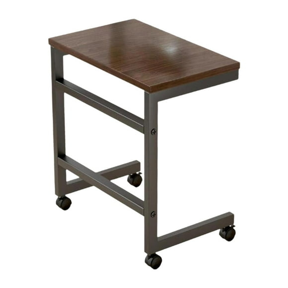Luzkey End Table C Shaped TV Tray NightStand Modern Industrial Side Table with Rolling Casters for Indoor Bedside Small Space Office Brown