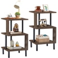 thumbnail image 1 of ZXNYH Side Table for Living Room S-Shaped Endtable with Storage Shelf, Easy Assembly, Set of 2, Oak, 1 of 8