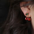 thumbnail image 6 of Elegant Cherries Earrings Fruit Ear Jewelry Alloy Texture Fashion Accessories Everyday Casual Earrings for Comfortable, 6 of 7