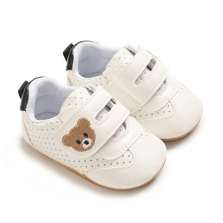 Awevudst Baby Boys Girls Sneakers Bear Embroidery Infant First Walking Shoes