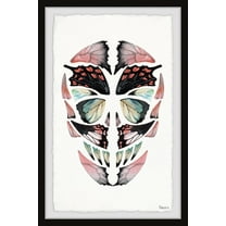 Parvez Taj "Red Kaleidoscope Butterfly Skull" Framed Painting Print