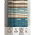 thumbnail image 6 of Bohemian Teal Brown Stripe Retro Wave Line Sheer Curtains 63 inches Long, Light Filtering Sheer Window Curtains Rod Pocket Voile Drapes for Bedroom Living Room, 2 Panels 52"W x 63"L, 6 of 7