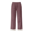 thumbnail image 6 of Fashion Plus Size Casual Pants for Womens Summer Cotton and Linen Solid Color Ruffle Elastic Waist High Waist Long Pants, 6 of 6