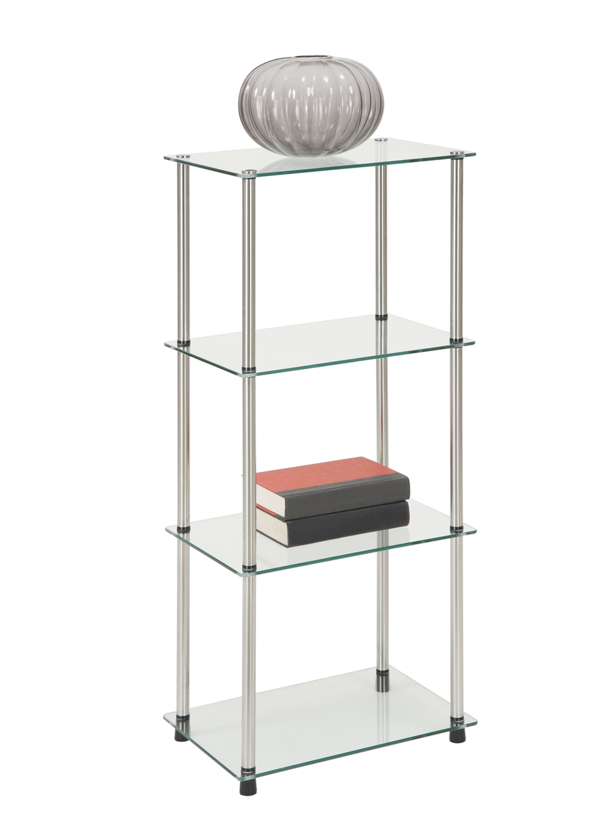 4 tier glass on sale shelving unit