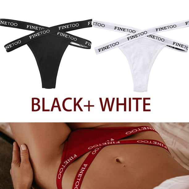 2 piezas / Conjunto sexy de bragas de hilo de algodón con tiras cruzadas / Ropa interior de mujerpangjing