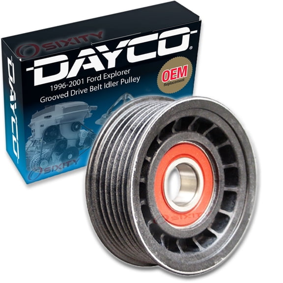 Dayco Grooved Pulley Drive Belt Idler Pulley compatible with Ford Explorer 5.0L V8 1996-2001