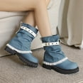 thumbnail image 4 of UngA Cowboy Boots Women confort Women's Mid Calf Boots, Comfort Buckle Slouchy Booties with Side Zipper Blue,6.5, 4 of 7