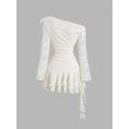 thumbnail image 2 of Apricot Y2K Lace Asymmetric One-Shoulder Peplum Mini Dress, 2 of 7