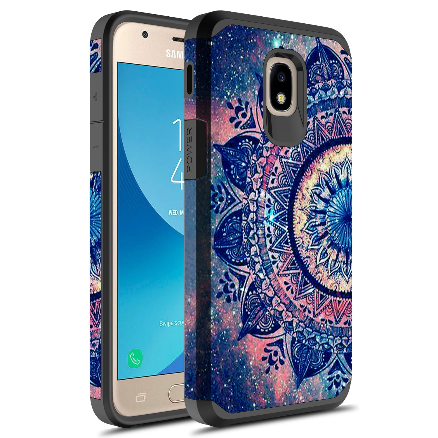 J7 Star/J7 Refine/J7 2018/J737/J7 TOP/J7 V 2nd Gen/J7 Aura/J7 Aero with Tempered Glass Screen Protector Ultra Slim Thin Glossy Stylish Cover Case Nova NageBee Case for Samsung Galaxy J7 Crown 