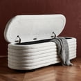 thumbnail image 5 of SAFAVIEH Couture Jaymie Solid Linen Modern Bench with Storage, Taupe/Black, 5 of 14