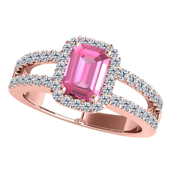 AoneJewelry 10k Solid Rose Gold Natural Diamond Ring With 2.00 Cttw Natural Pink Topaz and Diamonds (I-J, I1-I2)